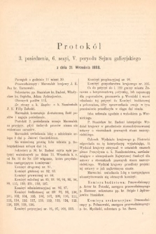 [Kadencja V, sesja VI, pos. 3] Protokoły z 6. Sesyi V. Peryodu Sejmu Krajowego Królestwa Galicyi i Lodomeryi wraz z Wielkiem Księstwem Krakowskiem w roku 1888. Protokół 3