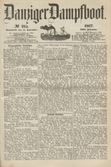 Danziger Dampfboot. Jg.38, № 215 (14 September 1867)