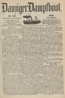 Danziger Dampfboot. Jg.39, № 217 (16 September 1868)
