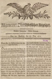 Allgemeiner Oberschlesischer Anzeiger : Blätter zur Besprechung und Förderung provinzieller Interessen zur Belehrung und Unterhaltung. 1816, nr 20 |PDF|