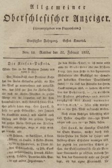 Allgemeiner Oberschlesischer Anzeiger : Blätter zur Besprechung und Förderung provinzieller Interessen zur Belehrung und Unterhaltung. 1832, nr 15 |PDF|