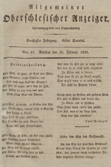 Allgemeiner Oberschlesischer Anzeiger : Blätter zur Besprechung und Förderung provinzieller Interessen zur Belehrung und Unterhaltung. 1832, nr 17 |PDF|