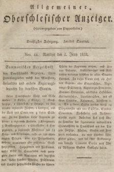 Allgemeiner Oberschlesischer Anzeiger : Blätter zur Besprechung und Förderung provinzieller Interessen zur Belehrung und Unterhaltung. 1832, nr 44 |PDF|