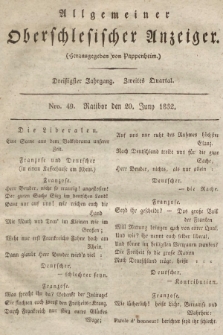 Allgemeiner Oberschlesischer Anzeiger : Blätter zur Besprechung und Förderung provinzieller Interessen zur Belehrung und Unterhaltung. 1832, nr 49 |PDF|