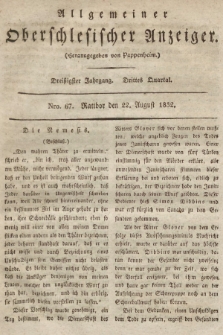 Allgemeiner Oberschlesischer Anzeiger : Blätter zur Besprechung und Förderung provinzieller Interessen zur Belehrung und Unterhaltung. 1832, nr 67 |PDF|