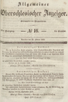 Allgemeiner Oberschlesischer Anzeiger : Blätter zur Besprechung und Förderung provinzieller Interessen zur Belehrung und Unterhaltung. 1839, nr 16 |PDF|