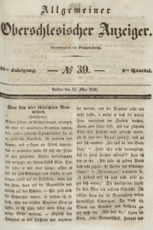 Allgemeiner Oberschlesischer Anzeiger : Blätter zur Besprechung und Förderung provinzieller Interessen zur Belehrung und Unterhaltung. 1840, nr 39 |PDF|