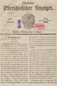 Allgemeiner Oberschlesischer Anzeiger : Blätter zur Besprechung und Förderung provinzieller Interessen zur Belehrung und Unterhaltung. 1848, nr 1 |PDF|