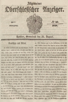 Allgemeiner Oberschlesischer Anzeiger : Blätter zur Besprechung und Förderung provinzieller Interessen zur Belehrung und Unterhaltung. 1848, nr 64 |PDF|