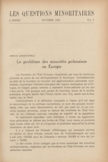 Les Questions Minoritaires. An.2, No 3 (Octobre 1929)