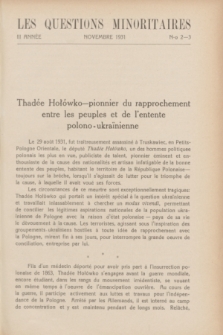 Les Questions Minoritaires : revue trimestrielle d'étude et d'information. An.4, No 2/3 (Novembre 1931)