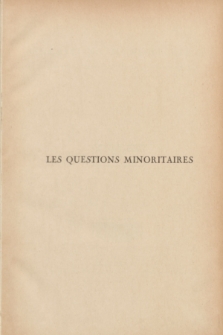 Les Questions Minoritaires : revue trimestrielle d'étude et d'information. An.8, Indeks (1935)