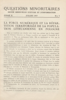 Les Questions Minoritaires : revue mensuelle d'étude et d'information. An.10, No 3 (Julliet 1937)
