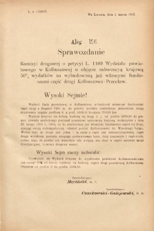 [Kadencja VIII, sesja III, al. 196] Alegata do Sprawozdań Stenograficznych z Trzeciej Sesyi Ósmego Peryodu Sejmu Krajowego Królestwa Galicyi i Lodomeryi wraz z Wielkiem Księstwem Krakowskiem z roku 1907. Alegat 196