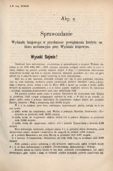 [Kadencja V, sesja I, al. 9] Alegata do Sprawozdań Stenograficznych z Pierwszej Sesyi Piątego Peryodu Sejmu Krajowego Królestwa Galicyi i Lodomeryi wraz z Wielkiem Księstwem Krakowskiem z roku 1883. Alegat 9