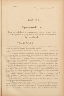 [Kadencja VIII, sesja III, al. 222] Alegata do Sprawozdań Stenograficznych z Trzeciej Sesyi Ósmego Peryodu Sejmu Krajowego Królestwa Galicyi i Lodomeryi wraz z Wielkiem Księstwem Krakowskiem z roku 1907. Alegat 222