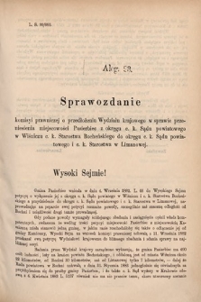 [Kadencja V, sesja I, al. 23] Alegata do Sprawozdań Stenograficznych z Pierwszej Sesyi Piątego Peryodu Sejmu Krajowego Królestwa Galicyi i Lodomeryi wraz z Wielkiem Księstwem Krakowskiem z roku 1883. Alegat 23