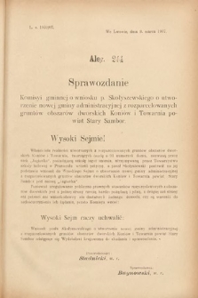 [Kadencja VIII, sesja III, al. 244] Alegata do Sprawozdań Stenograficznych z Trzeciej Sesyi Ósmego Peryodu Sejmu Krajowego Królestwa Galicyi i Lodomeryi wraz z Wielkiem Księstwem Krakowskiem z roku 1907. Alegat 244