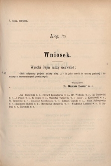 [Kadencja V, sesja I, al. 35] Alegata do Sprawozdań Stenograficznych z Pierwszej Sesyi Piątego Peryodu Sejmu Krajowego Królestwa Galicyi i Lodomeryi wraz z Wielkiem Księstwem Krakowskiem z roku 1883. Alegat 35