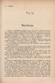 [Kadencja V, sesja I, al. 71] Alegata do Sprawozdań Stenograficznych z Pierwszej Sesyi Piątego Peryodu Sejmu Krajowego Królestwa Galicyi i Lodomeryi wraz z Wielkiem Księstwem Krakowskiem z roku 1883. Alegat 71