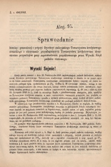 [Kadencja V, sesja I, al. 95] Alegata do Sprawozdań Stenograficznych z Pierwszej Sesyi Piątego Peryodu Sejmu Krajowego Królestwa Galicyi i Lodomeryi wraz z Wielkiem Księstwem Krakowskiem z roku 1883. Alegat 95