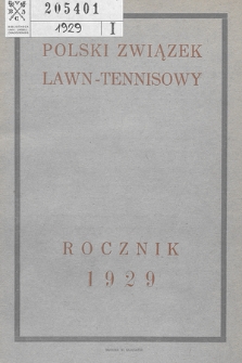 Rocznik Polskiego Związku Lawn-Tennisowego na Rok 1929