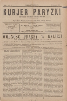 Kurjer Paryzki : dwutygodnik polityczny- literacki- społeczny : organ patrjotyczny polski. R.1, Nº 5 (15 listopada 1881)