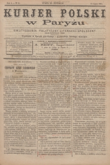 Kurjer Polski w Paryżu : dwutygodnik polityczny- literacki- społeczny : organ patrjotyczny polski. R.4, Nº 14 (15 lipca 1884)
