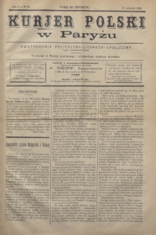 Kurjer Polski w Paryżu : dwutygodnik polityczny- literacki- społeczny : organ patrjotyczny polski. R.6, Nº 66 (15 września 1886)