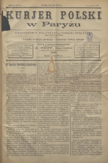 Kurjer Polski w Paryżu : dwutygodnik polityczny- literacki- społeczny : organ patrjotyczny polski. R.6, Nº 72 (15 grudnia 1886)