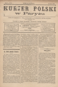 Kurjer Polski w Paryżu : dwutygodnik polityczny- literacki- społeczny : organ patrjotyczny polski. R.7, Nº 78 (15 marca 1887)