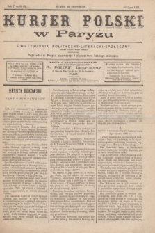 Kurjer Polski w Paryżu : dwutygodnik polityczny- literacki- społeczny : organ patrjotyczny polski. R.7, Nº 85 (1 lipca 1887)
