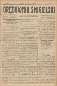 Orędownik Śmigielski. R.32, nr 43 (22 lutego 1922)