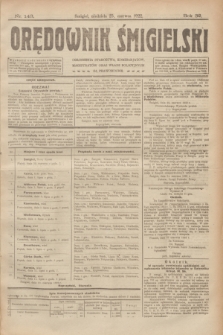 Orędownik Śmigielski. R.32, nr 143 (25 czerwca 1922)
