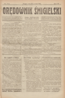 Orędownik Śmigielski : pismo poświęcone wszystkim stanom. R.32, nr 214 (20 września 1922)