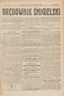 Orędownik Śmigielski : dziennik bezpartyjny dla wszystkich stanów. R.32, nr 242 (22 października 1922)