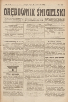 Orędownik Śmigielski : dziennik bezpartyjny dla wszystkich stanów. R.32, nr 246 (27 października 1922)