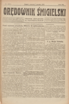 Orędownik Śmigielski : dziennik bezpartyjny dla wszystkich stanów. R.32, nr 280 (7 grudnia 1922)