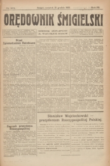 Orędownik Śmigielski : dziennik bezpartyjny dla wszystkich stanów. R.32, nr 291 (21 grudnia 1922)