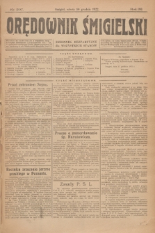 Orędownik Śmigielski : dziennik bezpartyjny dla wszystkich stanów. R.32, nr 297 (30 grudnia 1922)