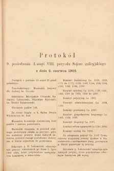 [Kadencja VIII, sesja I, pos. 9] Protokoły z 1. Sesyi VIII. Peryodu Sejmu Krajowego Królestwa Galicyi i Lodomeryi z W. Księstwem Krakowskiem w roku 1901/902. Protokół 9