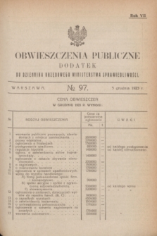 Obwieszczenia Publiczne : dodatek do Dziennika Urzędowego Ministerstwa Sprawiedliwości. R.7, № 97 (5 grudnia 1923)
