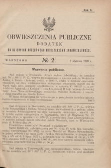 Obwieszczenia Publiczne : dodatek do Dziennika Urzędowego Ministerstwa Sprawiedliwości. R.10, № 2 (7 stycznia 1926)