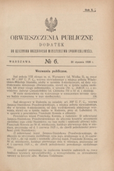 Obwieszczenia Publiczne : dodatek do Dziennika Urzędowego Ministerstwa Sprawiedliwości. R.10, № 6 (20 stycznia 1926)
