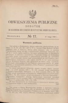 Obwieszczenia Publiczne : dodatek do Dziennika Urzędowego Ministerstwa Sprawiedliwości. R.10, № 17 (27 lutego 1926)