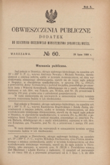 Obwieszczenia Publiczne : dodatek do Dziennika Urzędowego Ministerstwa Sprawiedliwości. R.10, № 60 (28 lipca 1926)