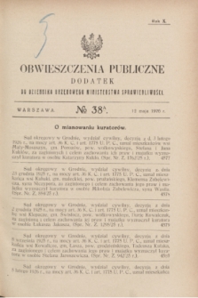 Obwieszczenia Publiczne : dodatek do Dziennika Urzędowego Ministerstwa Sprawiedliwości. R.10, № 38 A (12 maja 1926)
