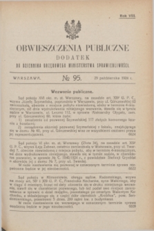 Obwieszczenia Publiczne : dodatek do Dziennika Urzędowego Ministerstwa Sprawiedliwości. R.8, № 95 (29 października 1924)