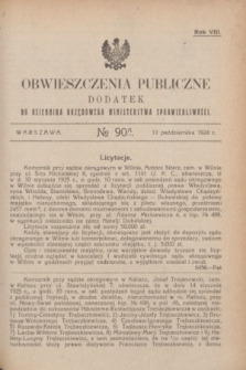 Obwieszczenia Publiczne : dodatek do Dziennika Urzędowego Ministerstwa Sprawiedliwości. R.8, № 90 A (11 października 1924)