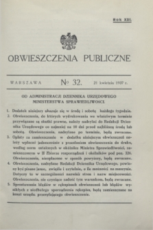 Obwieszczenia Publiczne. R.21, № 32 (21 kwietnia 1937)